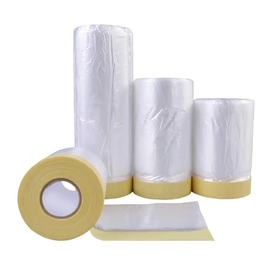 HDPE Pre Taped Masking Film Indoor Outdoor Pelindung Film Plastik Penggunaan Cat