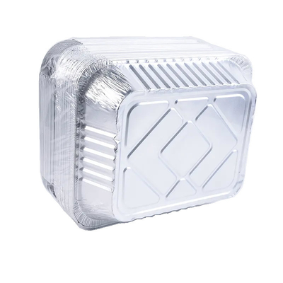 Kemasan Makanan Sekali Pakai Aluminium Foil Storage Containers Rectangle Foil Tray With Lids