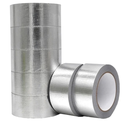 Flame Retardant Self Adhesive Aluminium Foil HVAC Isolasi Termal Fiberglass Cloth Tape