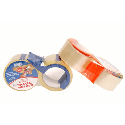 Supermarket Carton Sealing Transparan BOPP Packing Tape Dengan Dispenser