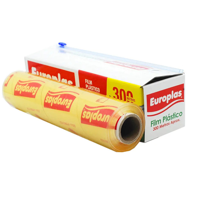 Custom Soft PE PVC Kitchen Cling Wrap Food Grade Plastic Fresh Menjaga Cling Film Dengan Cutter