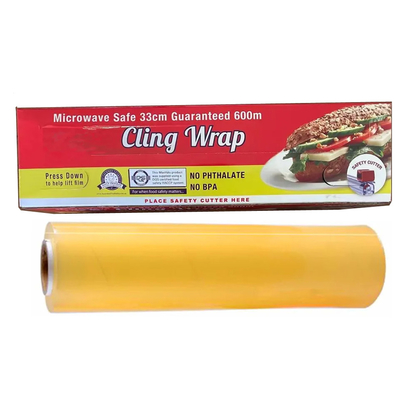 Custom Soft PE PVC Kitchen Cling Wrap Food Grade Plastic Fresh Menjaga Cling Film Dengan Cutter