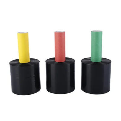 Black Mini Handheld LLDPE packing stretch wrap Film Dengan Dispenser Pegangan Berputar Untuk Bungkus Karton