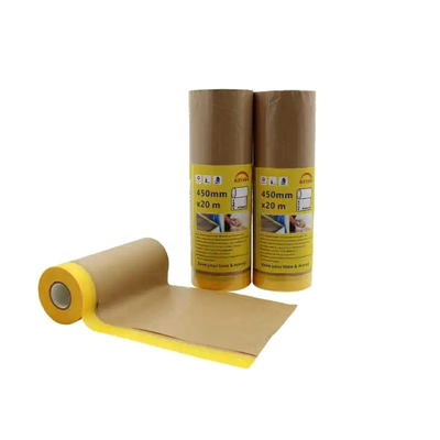 Penutup Lukisan Otomatis Biodegradable Kertas Kraft Film Pre Tape Masking Paper Film Untuk Cat Mobil
