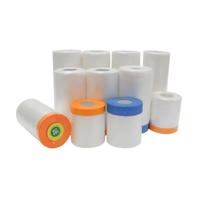 HDPE Pre Taped Masking Film Indoor Outdoor Pelindung Film Plastik Penggunaan Cat