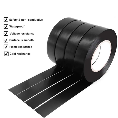 Pita Listrik PVC Tugas Berat Disesuaikan Black Flame Retardant