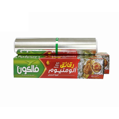 Silver Heavy Duty Kitchen Aluminium Jumbo Roll Dengan Band Sawtooth Cutter Untuk Rumah Tangga