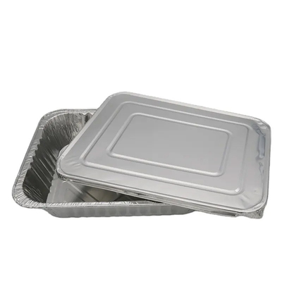 Baki Aluminium Foil Sedang Aluminium Foil Sekali Pakai Keluarkan Wadah Dengan Tutup