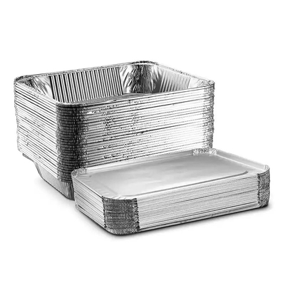 Baki Aluminium Foil Sedang Aluminium Foil Sekali Pakai Keluarkan Wadah Dengan Tutup