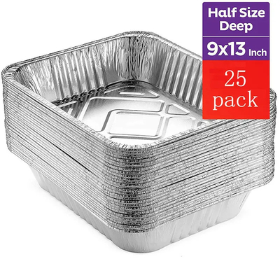 Baki Aluminium Foil Sedang Aluminium Foil Sekali Pakai Keluarkan Wadah Dengan Tutup