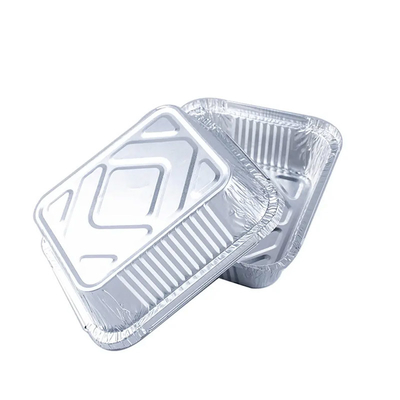 Kemasan Makanan Sekali Pakai Aluminium Foil Storage Containers Rectangle Foil Tray With Lids