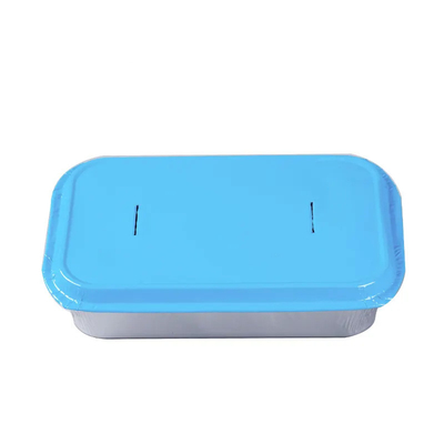 350ml Rectangle Disposable Airline Food Service Wadah Aluminium Foil Dengan Tutup