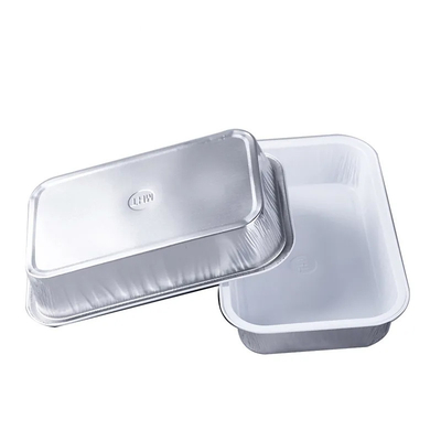 350ml Rectangle Disposable Airline Food Service Wadah Aluminium Foil Dengan Tutup