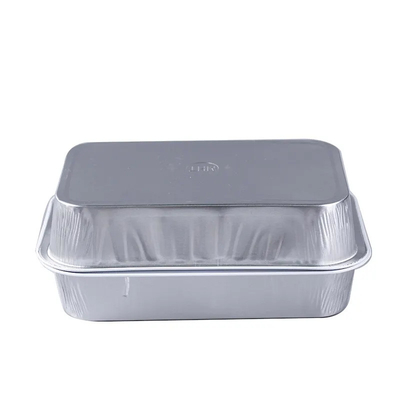 350ml Rectangle Disposable Airline Food Service Wadah Aluminium Foil Dengan Tutup