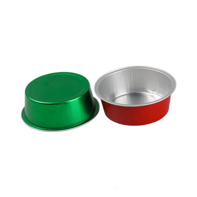 150ml Wadah Makanan Aluminium Foil Sekali Pakai Putaran Warna-warni Mini Cangkir Kue Cupcake Dengan Tutup