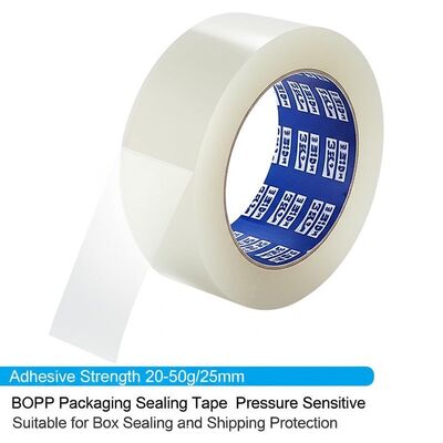 Kekuatan Perekat 20-50g25mm BOPP Paket Sealing Tape Tekanan Sensitif Cocok untuk Penutup Kotak dan Perlindungan Pengiriman